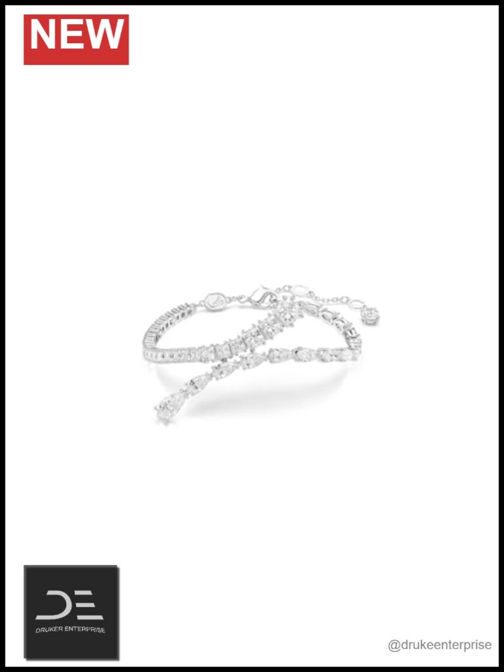 Swarovski Crystal Tennis Bangle Bracelet Rhodium Plated 6.1 inch
